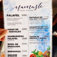 Menu at Namaste Vegan Food in Guatape