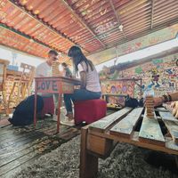Upstairs dining area  at Namaste Vegan Food in Guatape
