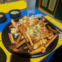 Fritas, quite a big plate ! So yummy at Namaste Vegan Food in Guatape