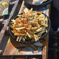 Fries and empanada   at Namaste Vegan Food in Guatape