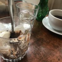 Halfway through brownie and ice cream at Bonnington Cafe in South West London