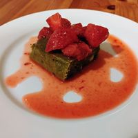 Rojak Party supper club's white chocolate matcha blondie at Bonnington Cafe in South West London