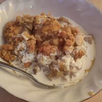 Apple crumble and cream at Bonnington Cafe in South West London