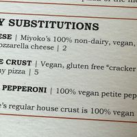 Dietary substitution are clearly explained   at Creekside Pizza & Taproom in San Anselmo