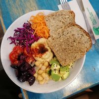 Hummus bowl at Qura in Cusco