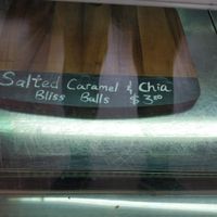 Evidence of salted caramel and chia bliss balls - not sure if they are vegan at Kimberley Cafe in Kununurra