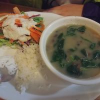 Vegan soup, salad and rice at Himal Chuli in Madison