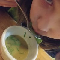 Vegan dal, and my doll at Himal Chuli in Madison