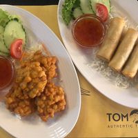 Sweet corn fritters and spring rolls at Tom Yum in Budapest