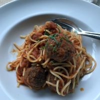 Impossible Meatball Spaghetti at Privé - Chijmes in Central Singapore
