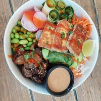 Asian buddha bowl at The Urban Garden in Vilnius
