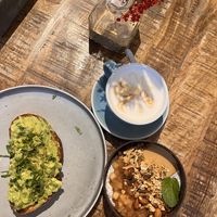 Avo toast, vegan chia putting and oat milk latte. 5 stars! ⭐️   at The Urban Garden in Vilnius