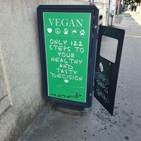 Ad in the street before arriving at the restaurant 💚 at Vegehop in Zagreb