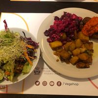 The very satisfying daily meal option on the 27/2/25, gorgeous roast spuds! at Vegehop in Zagreb