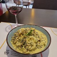 Gnocci with vegetables and mushrooms at Vegehop in Zagreb