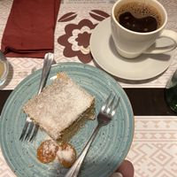 Desert with turkish coffee  at Vegehop in Zagreb