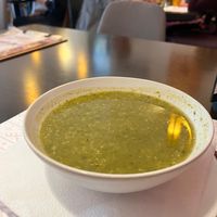Spring green soup with quinoa. at Vegehop in Zagreb