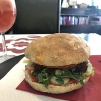 falafel burger at Vegehop in Zagreb