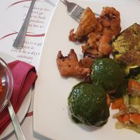 Dish of the day and ajvar at Vegehop in Zagreb