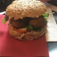 Falafel burger at Vegehop in Zagreb