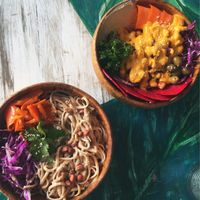 Pad Thai and Buddha bowl  at Cafe Bodhi in Hikkaduwa