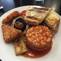 Grizzly breakfast with hidden sausages! at The Grizzly Vegan  in Southend-on-sea