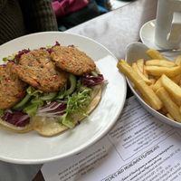 Falafel flatbread (comes with chips)  at Simply Scottish in Jedburgh