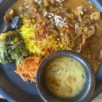 Vegetable curry
VEGAN
with turmeric rice, coconut milk soup, 4 side dishes  at PELGAG in Kyoto