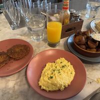 potatoes and pancakes were my wife's (not vegan)  at Wooden Spoon in San Francisco