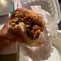 King oyster burger 😍😍 whaaat at Pappy's Juice Bar in Hawthorne