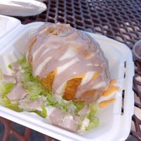 Papas rellenas- my new favorite! at Pappy's Juice Bar in Hawthorne