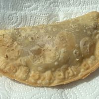 Pizza-flavor (among others) empanada  at Pappy's Juice Bar in Hawthorne