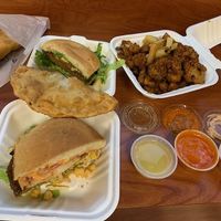 Empanadas, Bridge Burger, Cauliflower wings at Pappy's Juice Bar in Hawthorne