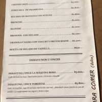 Menu of cakes  at Cafe del Forestal in Santiago