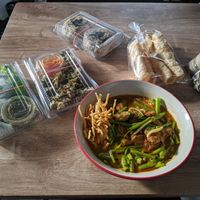 This feast cost 205 baht at Bamboo Garden Healthy Vegetarian Foods - บ้านสวนไผ่สุขภาพ อาหารมังสวิรัติ in Bangkok