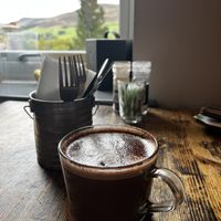 Vegan hot chocolate   at Station Brew in Oldham