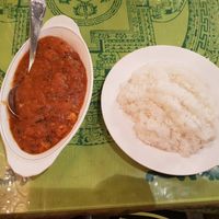 Aloo gobi with white rice at Shanti - 산띠 in Seoul