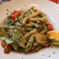Pasta with basil-tofu sauce at Das Zeitlos in Heringsdorf