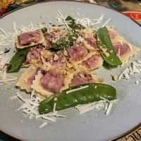 Vegan beetroot ravioli at Mamma Peppino in Alkmaar