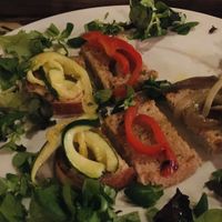 Vegan antipasti :Bruschetta with grilled zucchini, bell pepper and eggplant  at Mamma Peppino in Alkmaar