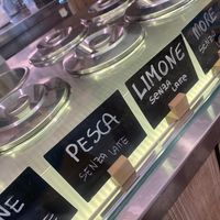 Some of the vegan options (without milk)  at Gelateria Pescara La Fonte in Pescara
