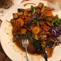 Vegan Spicy EggPlant Fried Tofu at Taste of Thai in Arlington