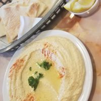 Hummus and pita at Beirut Rock Cafe in Arlington
