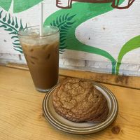 Tahini Dark Chocolate Chunk Cookie and Vietnamese Iced Coffee (with Coconut Condensed Milk)  at Rustle & Still in Toronto