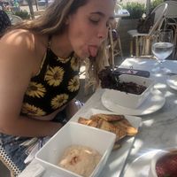 Arugula carrot salad and hummus with pita feat my newly vegan coworker friend 🤗 at Blue Moon Over Avila in Avila Beach