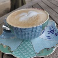 Decaf cappuccino with almond milk at Isabella Glutenfreie Patisserie - Oberkassel in Dusseldorf