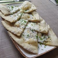 Garlic bread with vegan cheese at Ego Mediterranean in Crewe