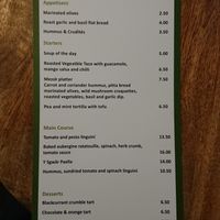 Y Sgwâr vegan menu, unfortunately not on their website. at Y Sgwar in Porthmadog