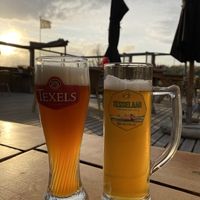 Local beer on the terrace  at Kaap Noord in De Cocksdorp