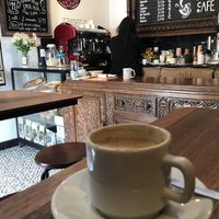 Cappuccino with vegan milk made from quinoa, sesame and Brazilian nuts at Uma Cafe in Cusco